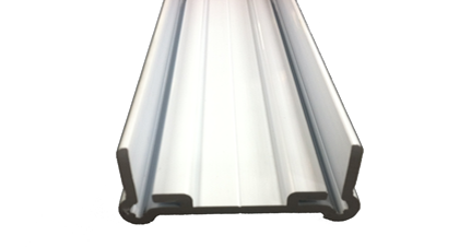 White Plastic Extrusion Channel White plastic extrusion channel profile on white background
